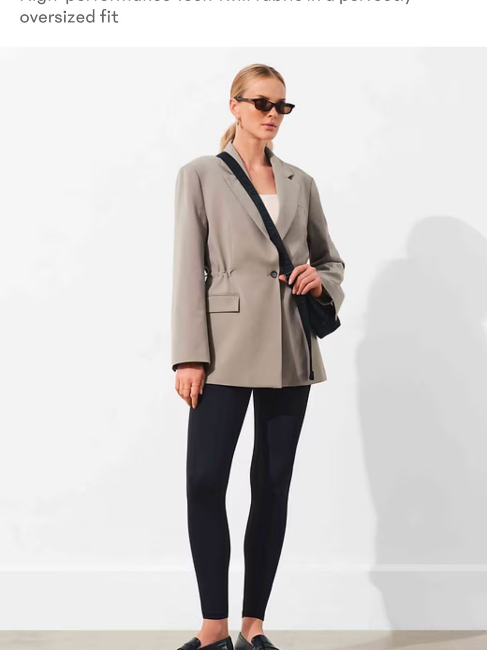 Athleta Oversized Blazer- Mortar Mushroom Hi Tech fabric, Travel/WO friendly
